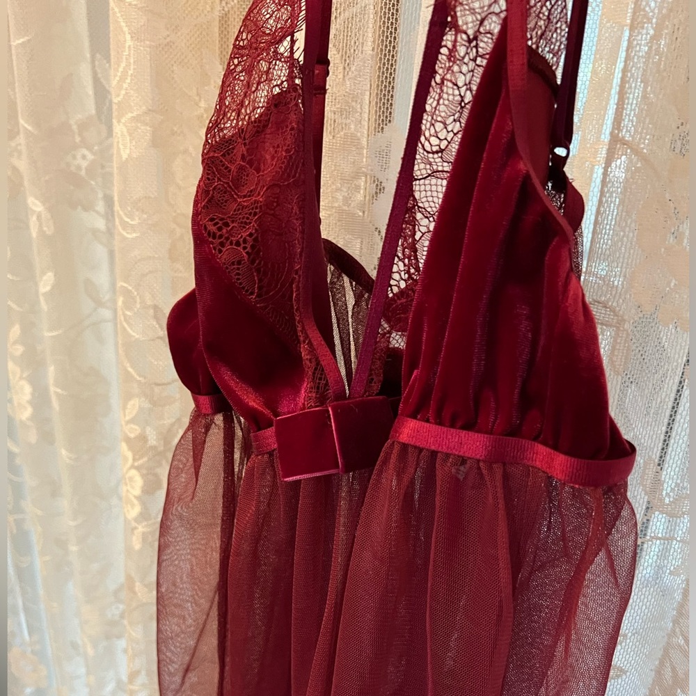 NWOT Adore Me Burgundy Sheer Babydoll - Picture 9 of 9